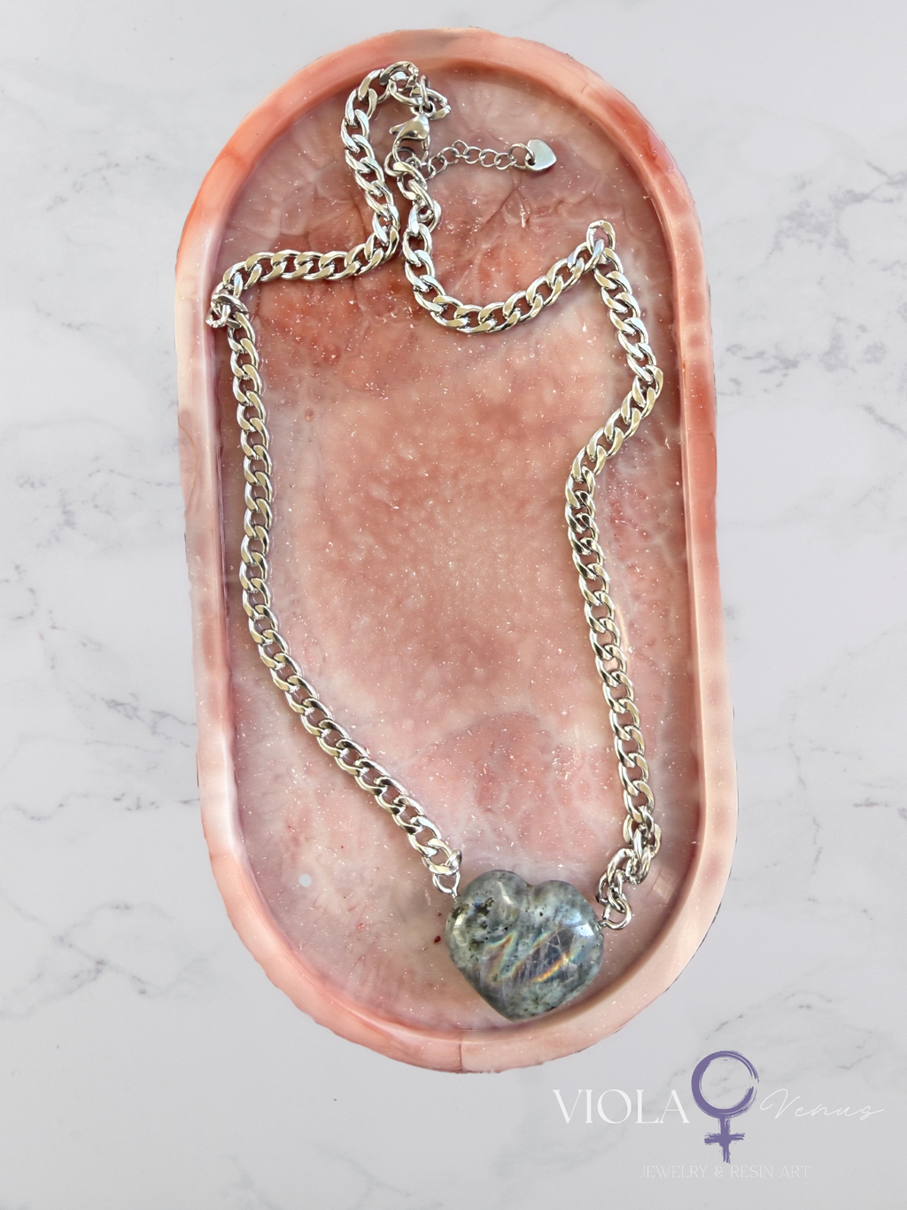 Auric Shift - Labradorite Heart Adjustable Necklace