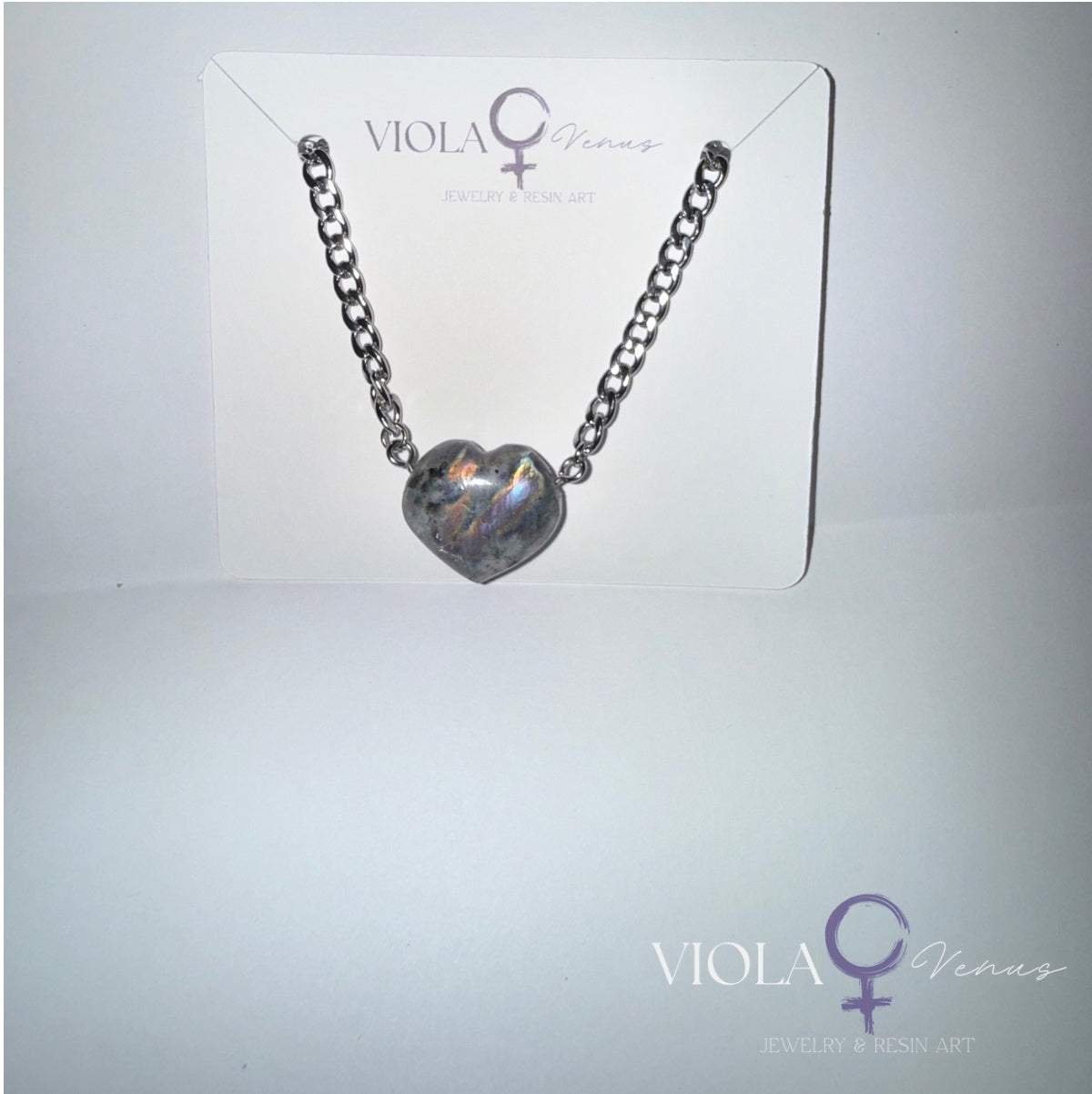 Auric Shift - Labradorite Heart Adjustable Necklace