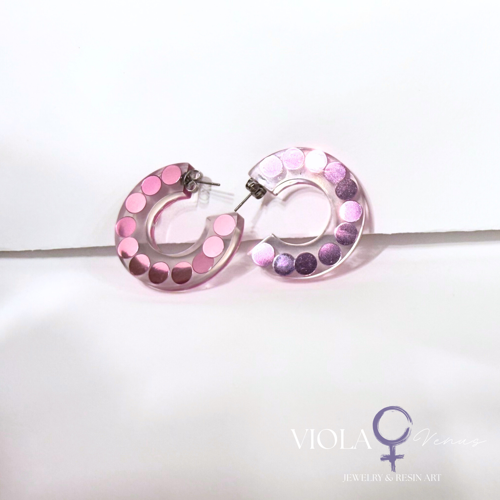 Cosmic Confetti – Iridescent Resin Hoop Earrings