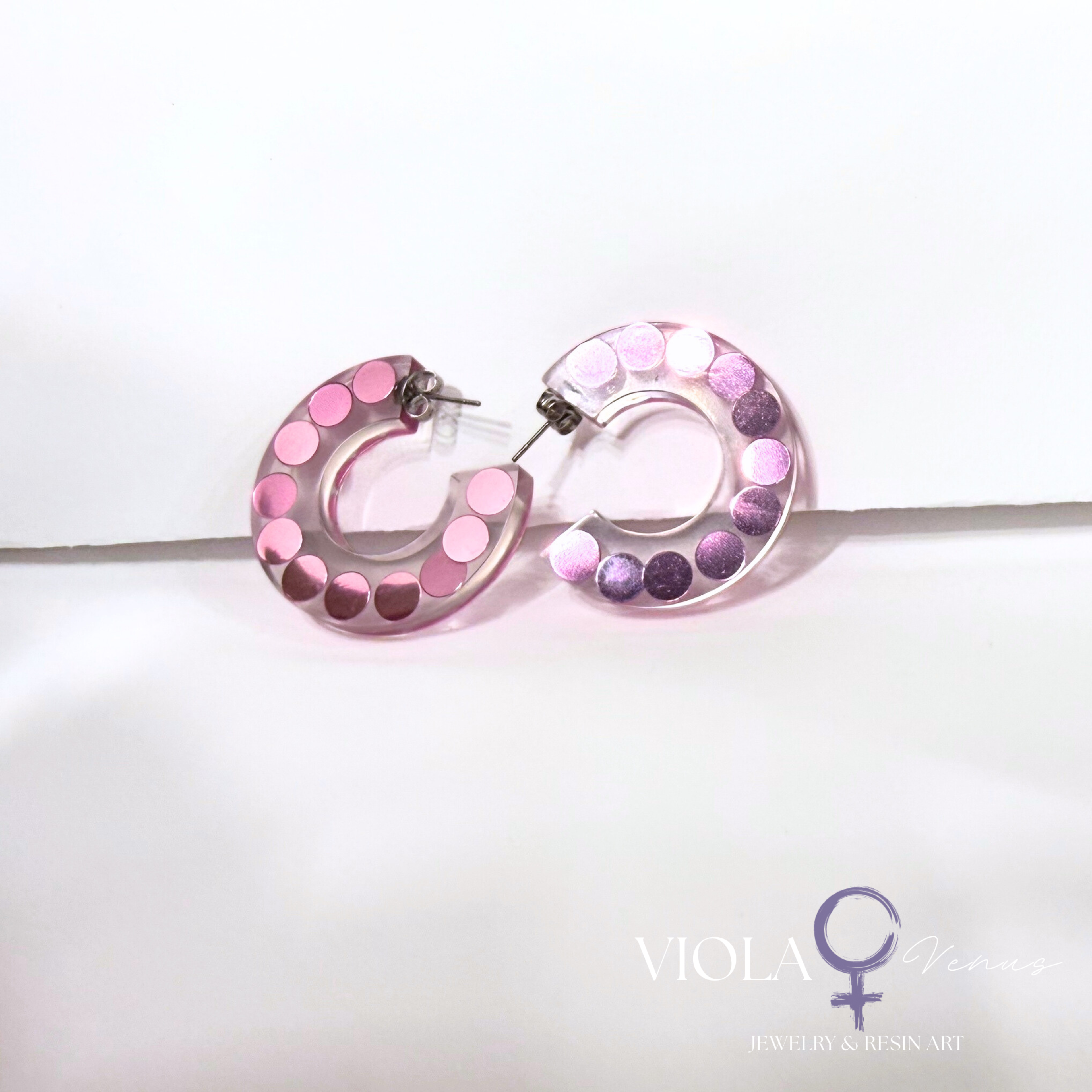 Cosmic Confetti – Iridescent Resin Hoop Earrings