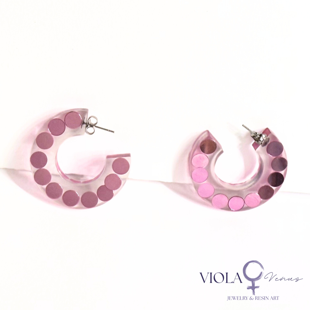 Cosmic Confetti – Iridescent Resin Hoop Earrings