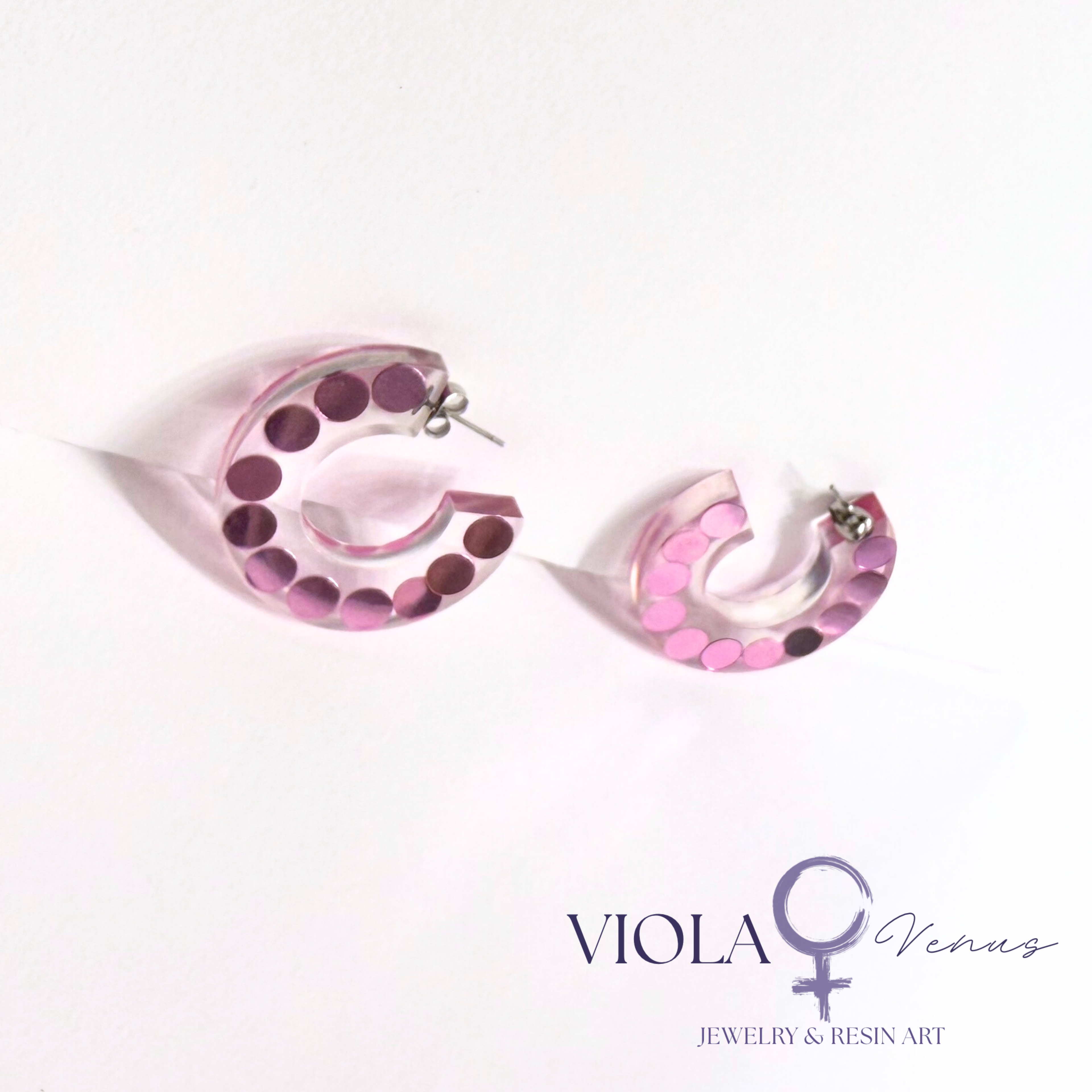 Cosmic Confetti – Iridescent Resin Hoop Earrings