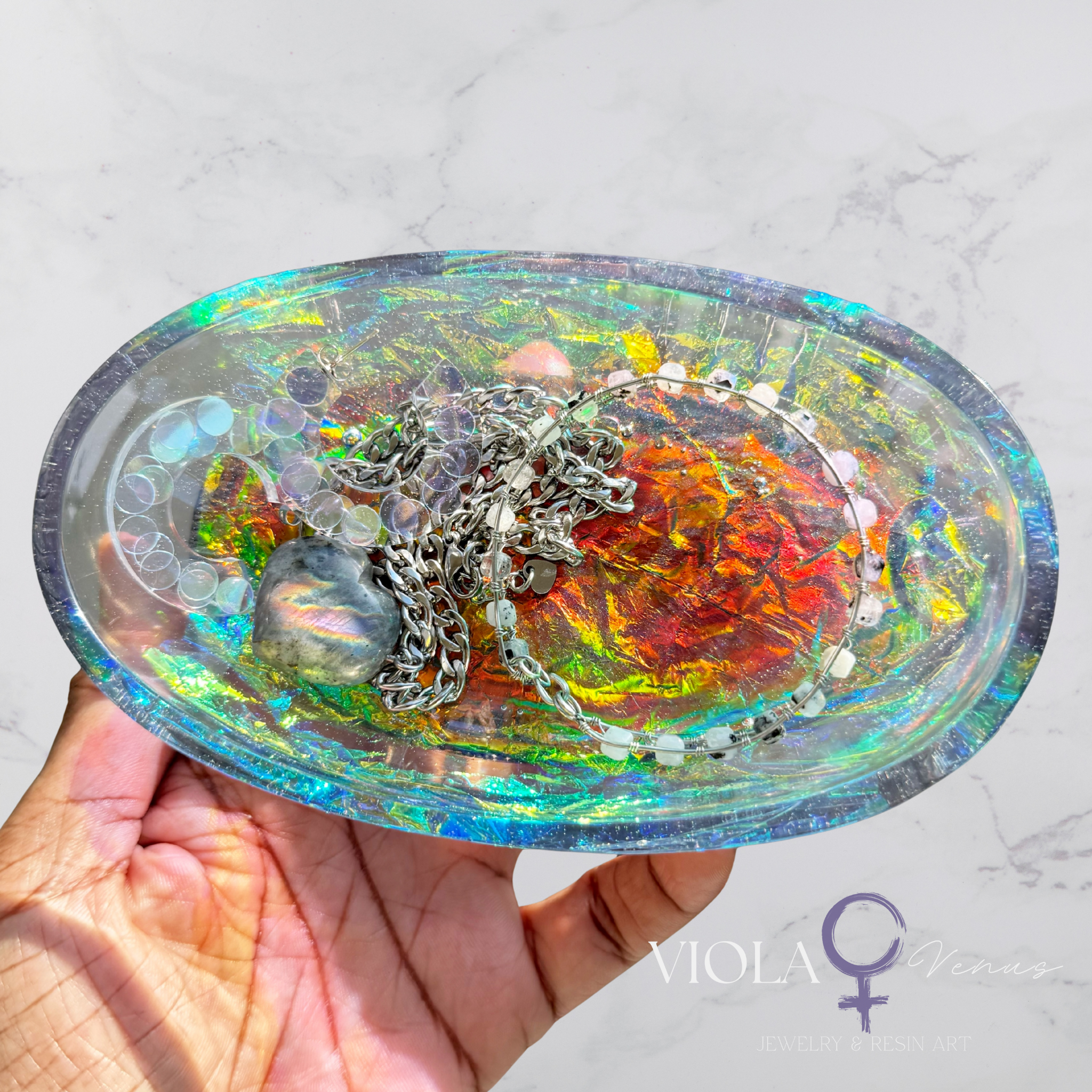 Auric Shift - Labradorite Heart Adjustable Necklace