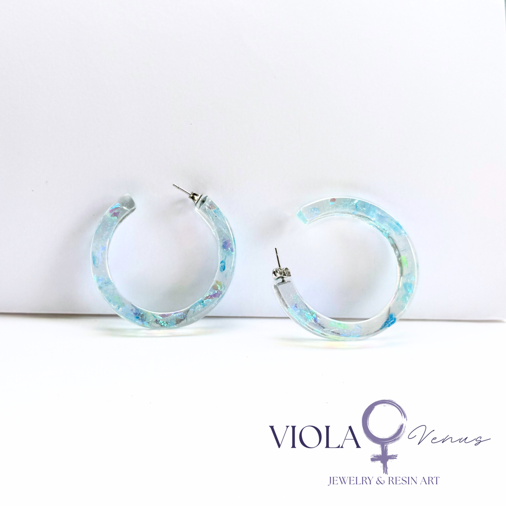 Aurora Arc – Iridescent Resin Hoop Earrings