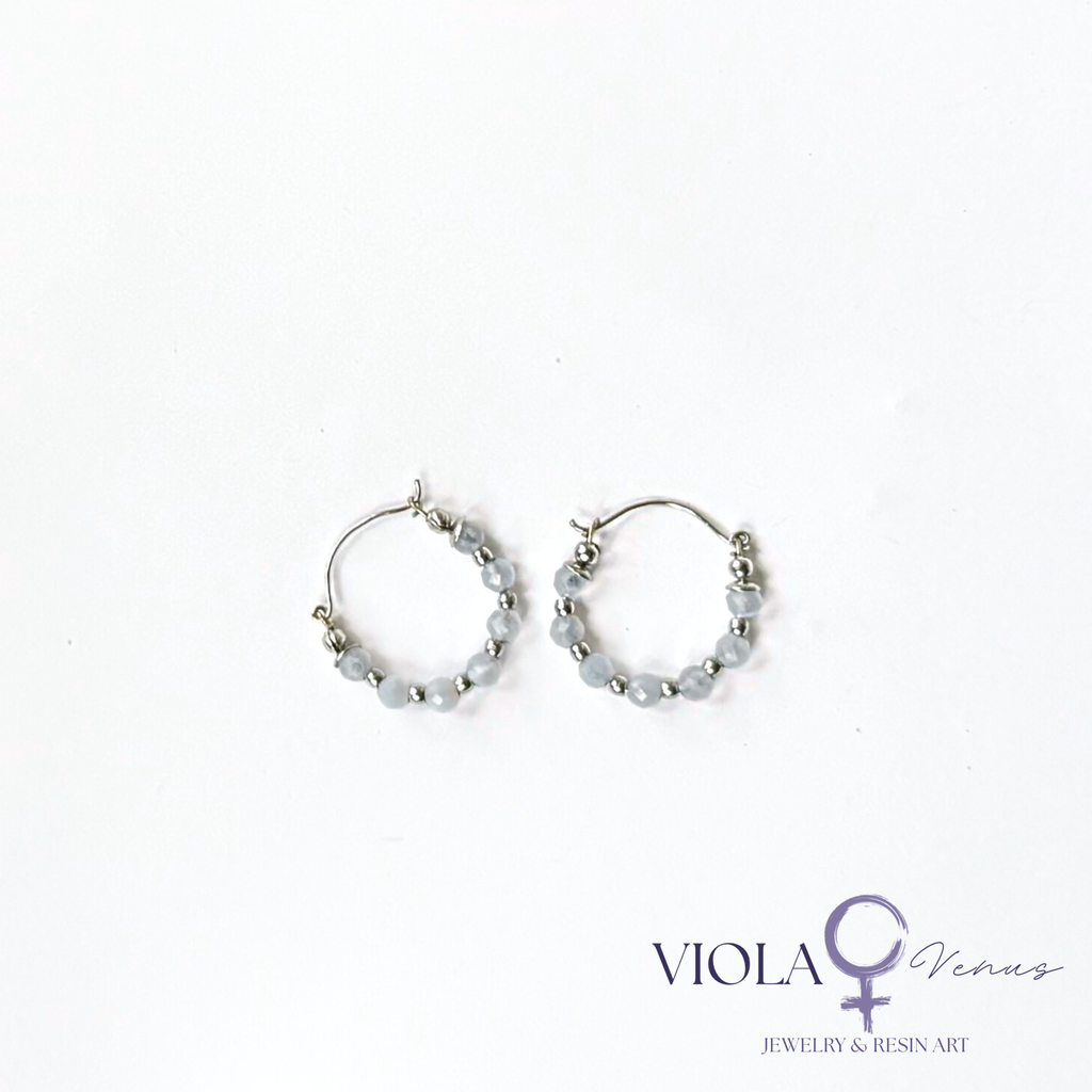 Tranquil Loop – Blue Lace Agate Hoop Earrings