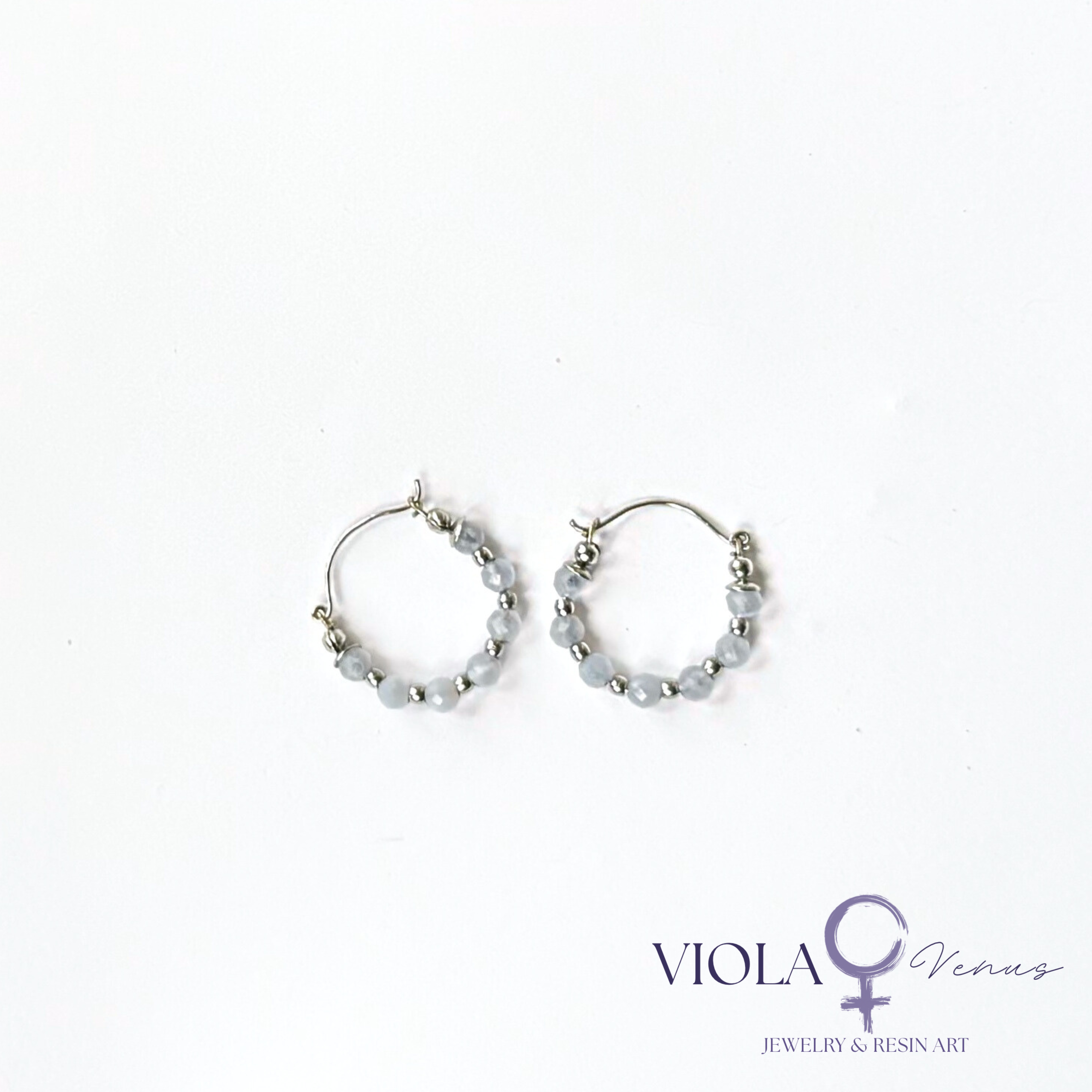Tranquil Loop – Blue Lace Agate Hoop Earrings