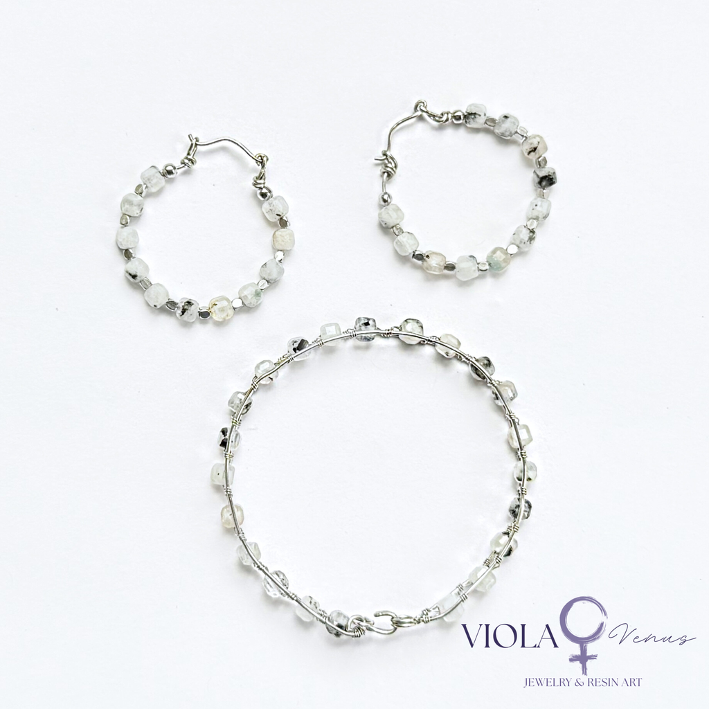 Lunar Current – Rainbow Moonstone Hoop Earrings