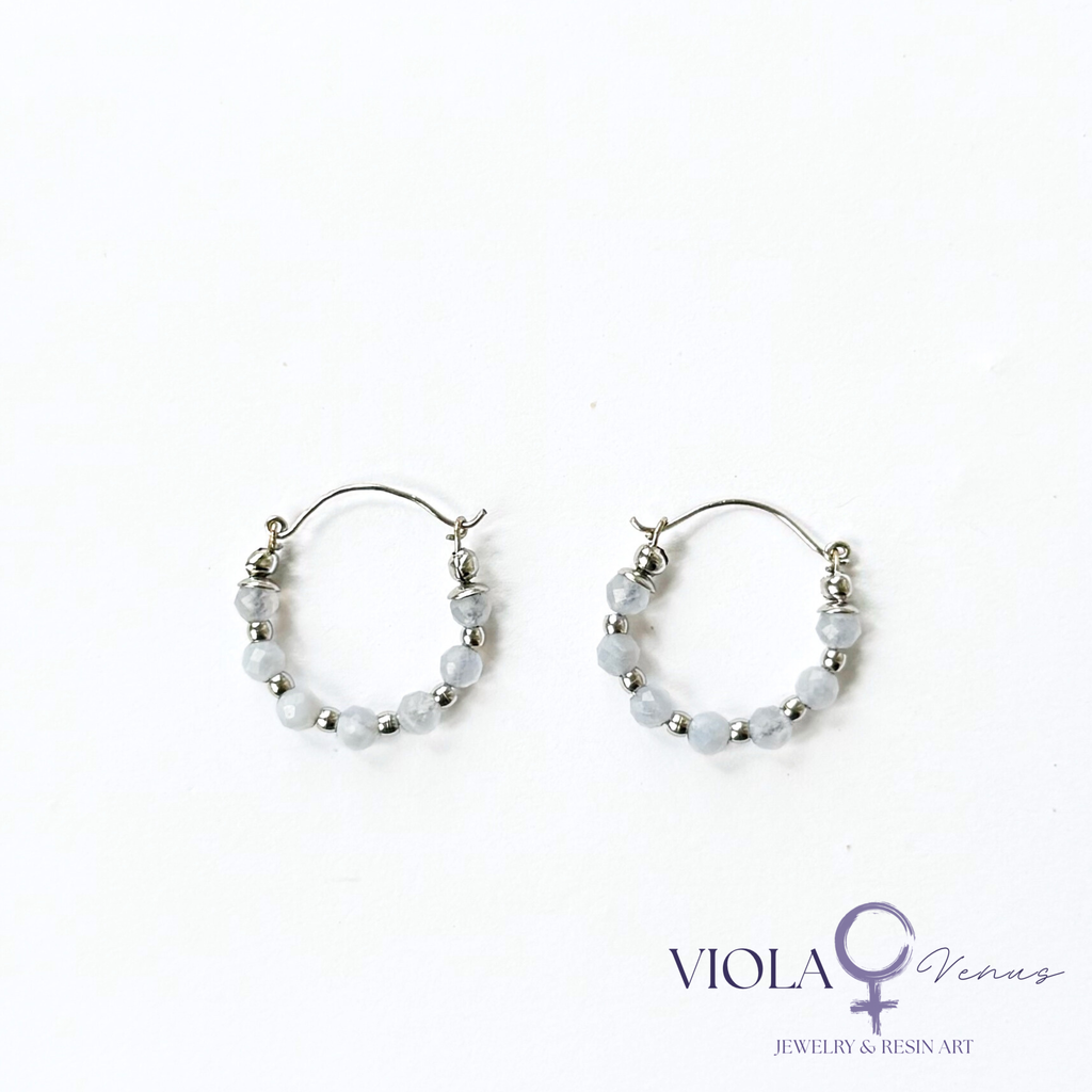 Tranquil Loop – Blue Lace Agate Hoop Earrings