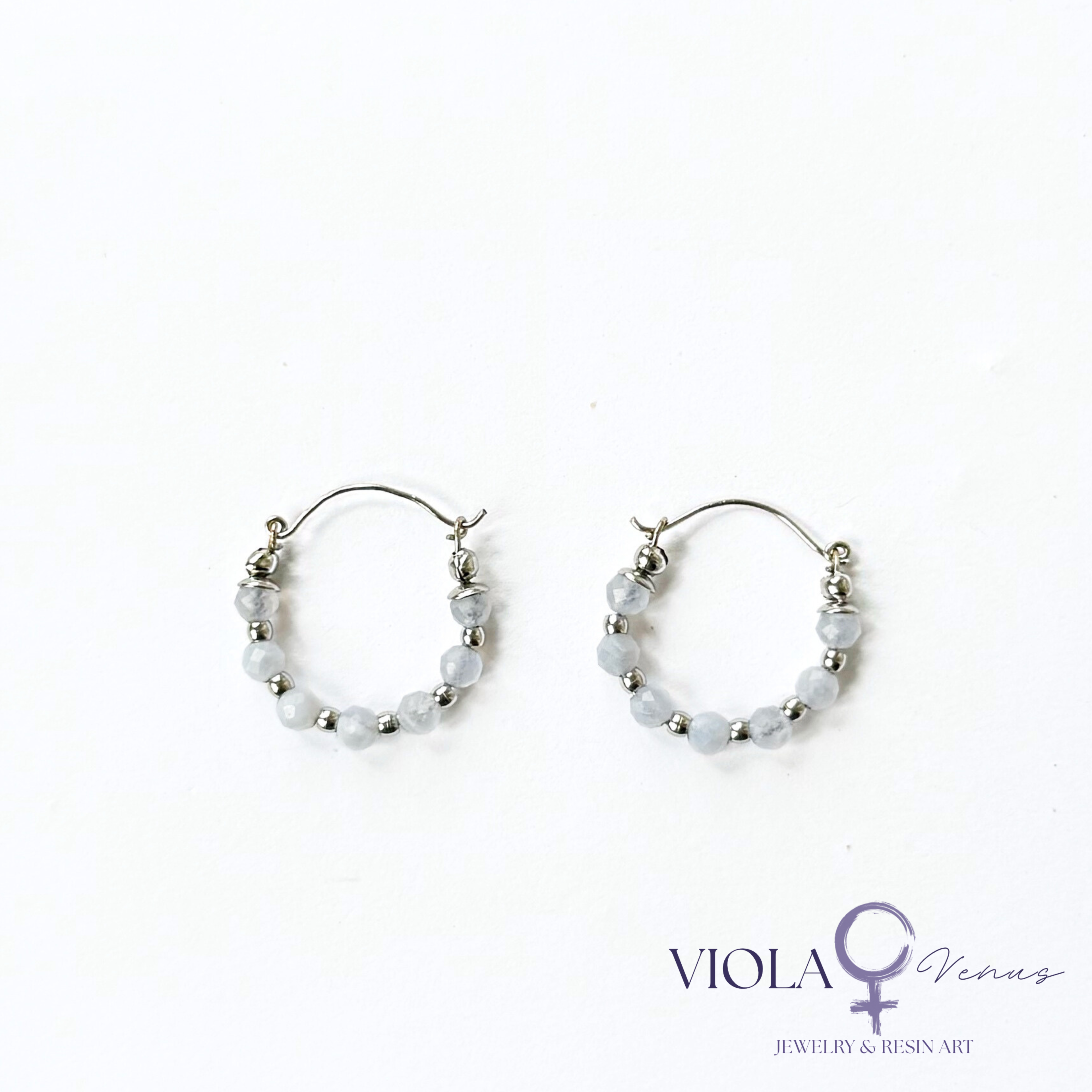 Tranquil Loop – Blue Lace Agate Hoop Earrings