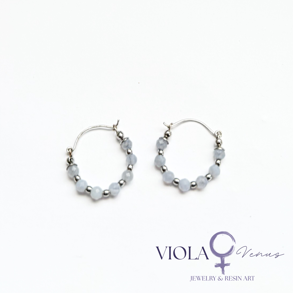 Tranquil Loop – Blue Lace Agate Hoop Earrings