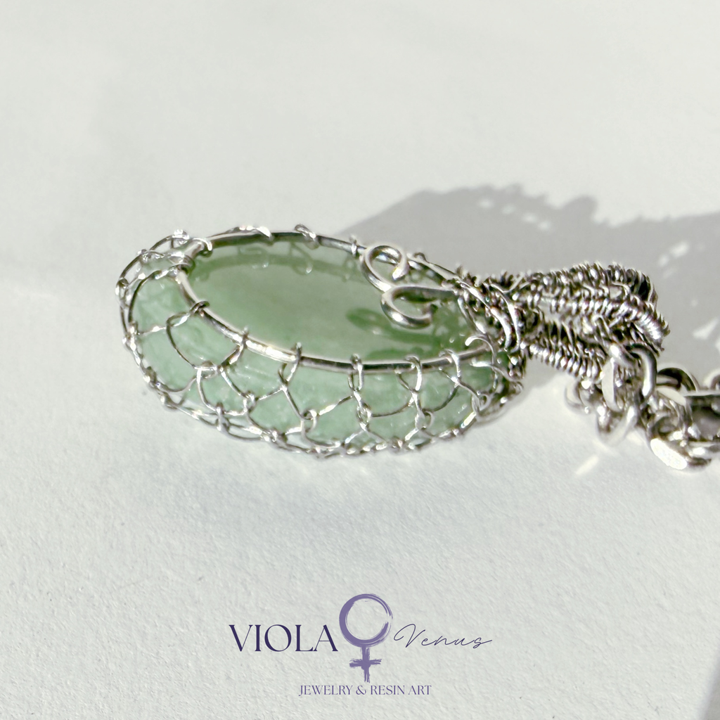 Heart Grid - Green Aventurine Energy Pendant Necklace