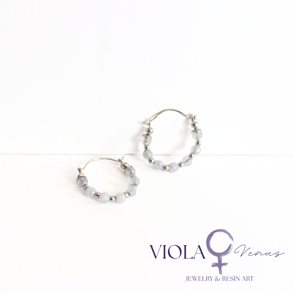 Tranquil Loop – Blue Lace Agate Hoop Earrings