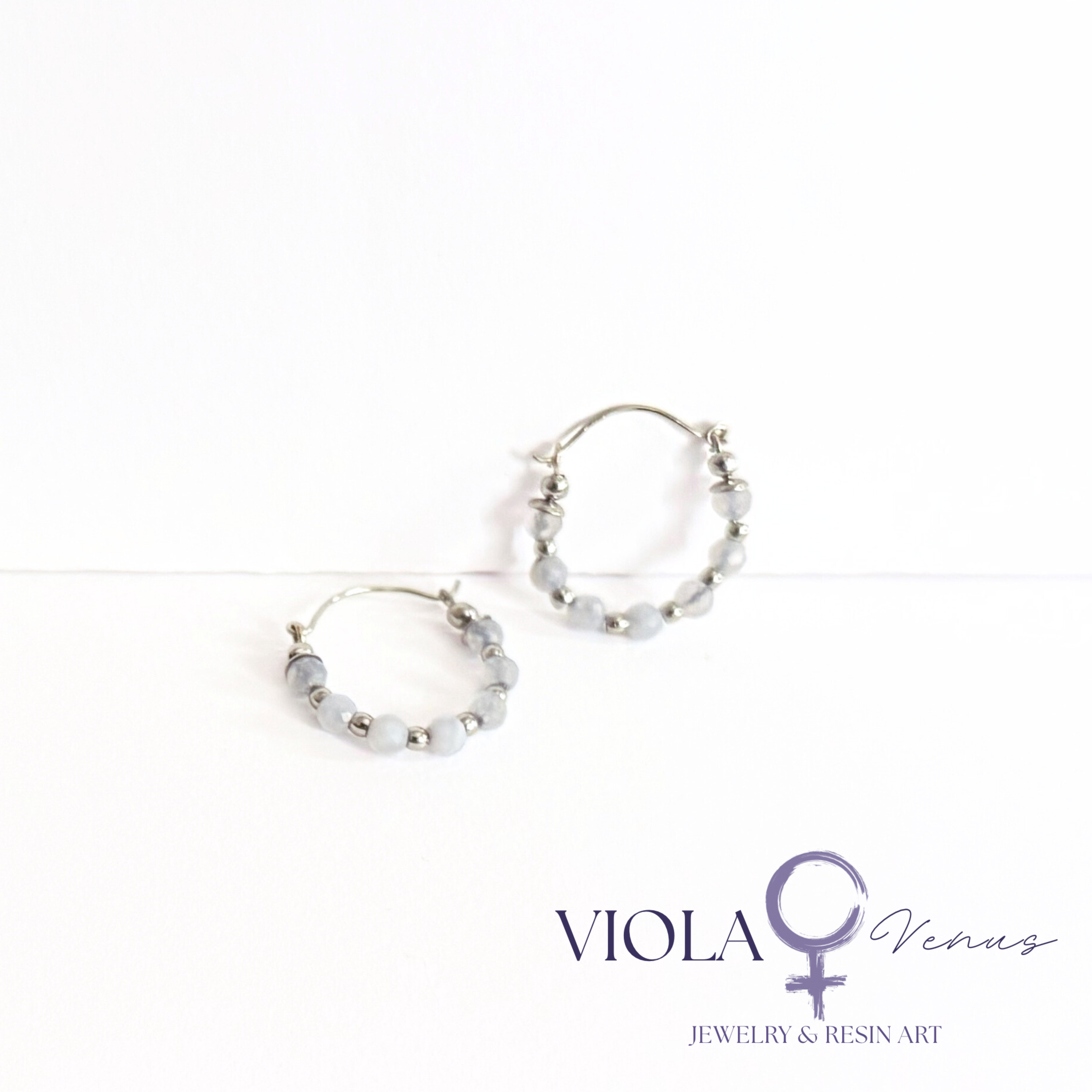 Tranquil Loop – Blue Lace Agate Hoop Earrings