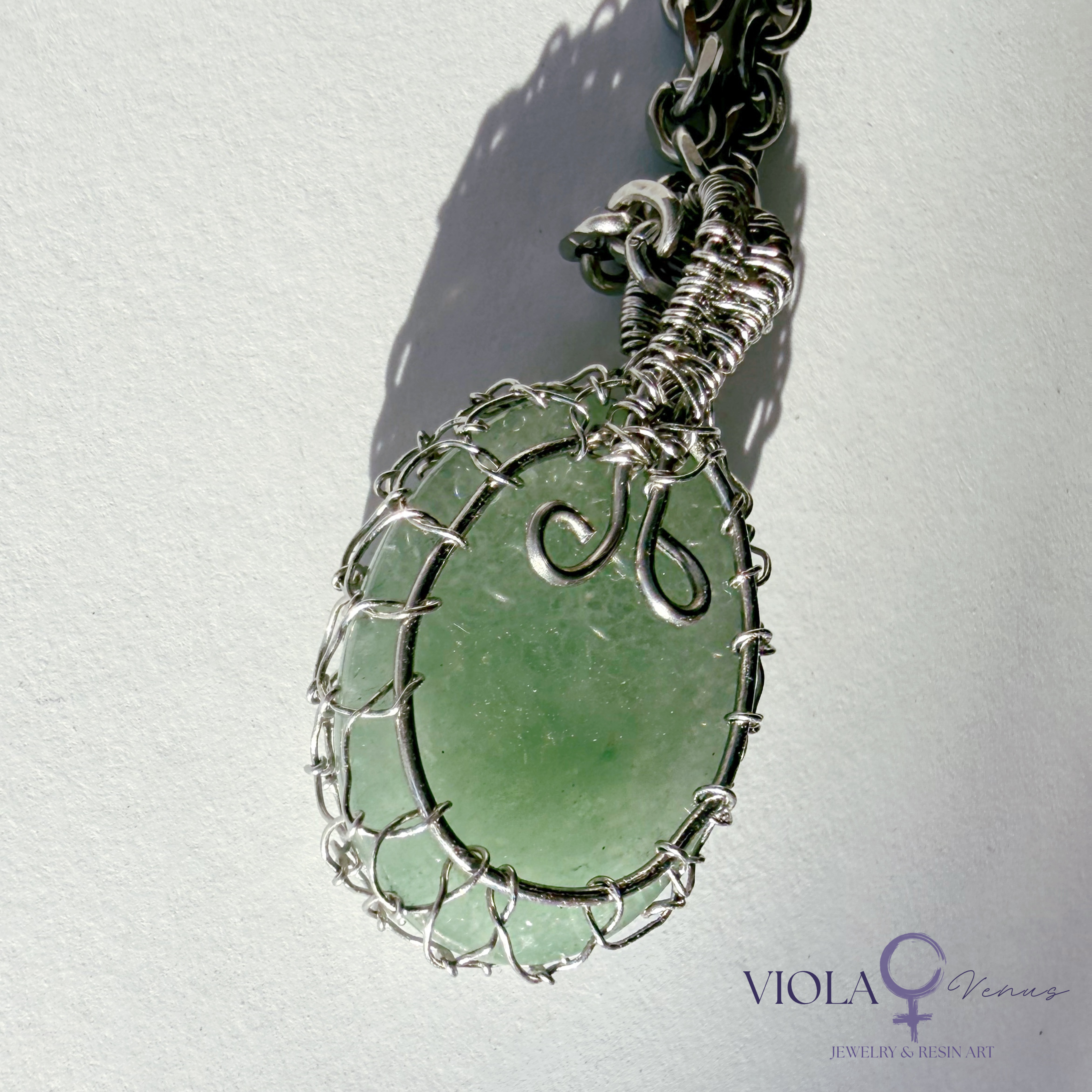 Heart Grid - Green Aventurine Energy Pendant Necklace