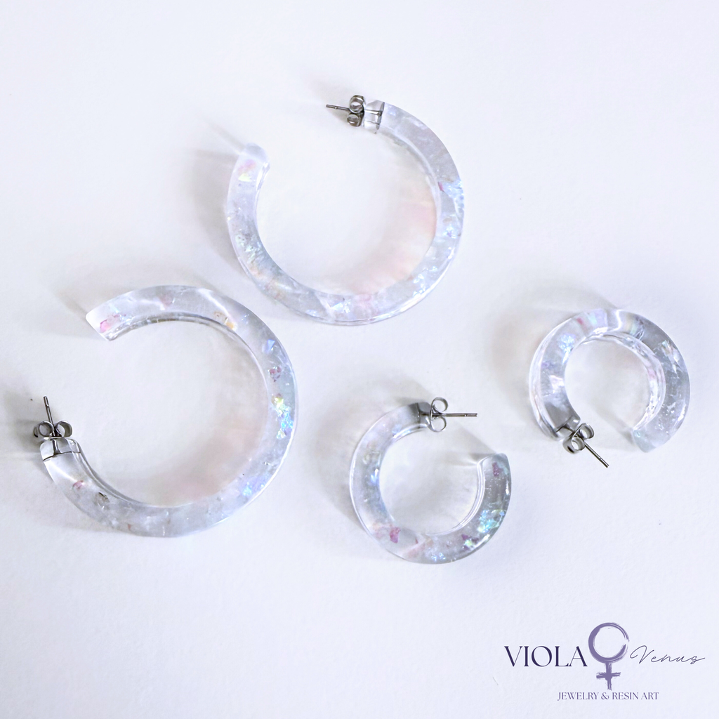 Aurora Arc – Iridescent Resin Hoop Earrings