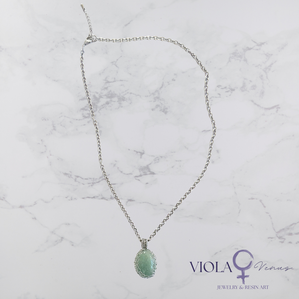 Heart Grid - Green Aventurine Energy Pendant Necklace