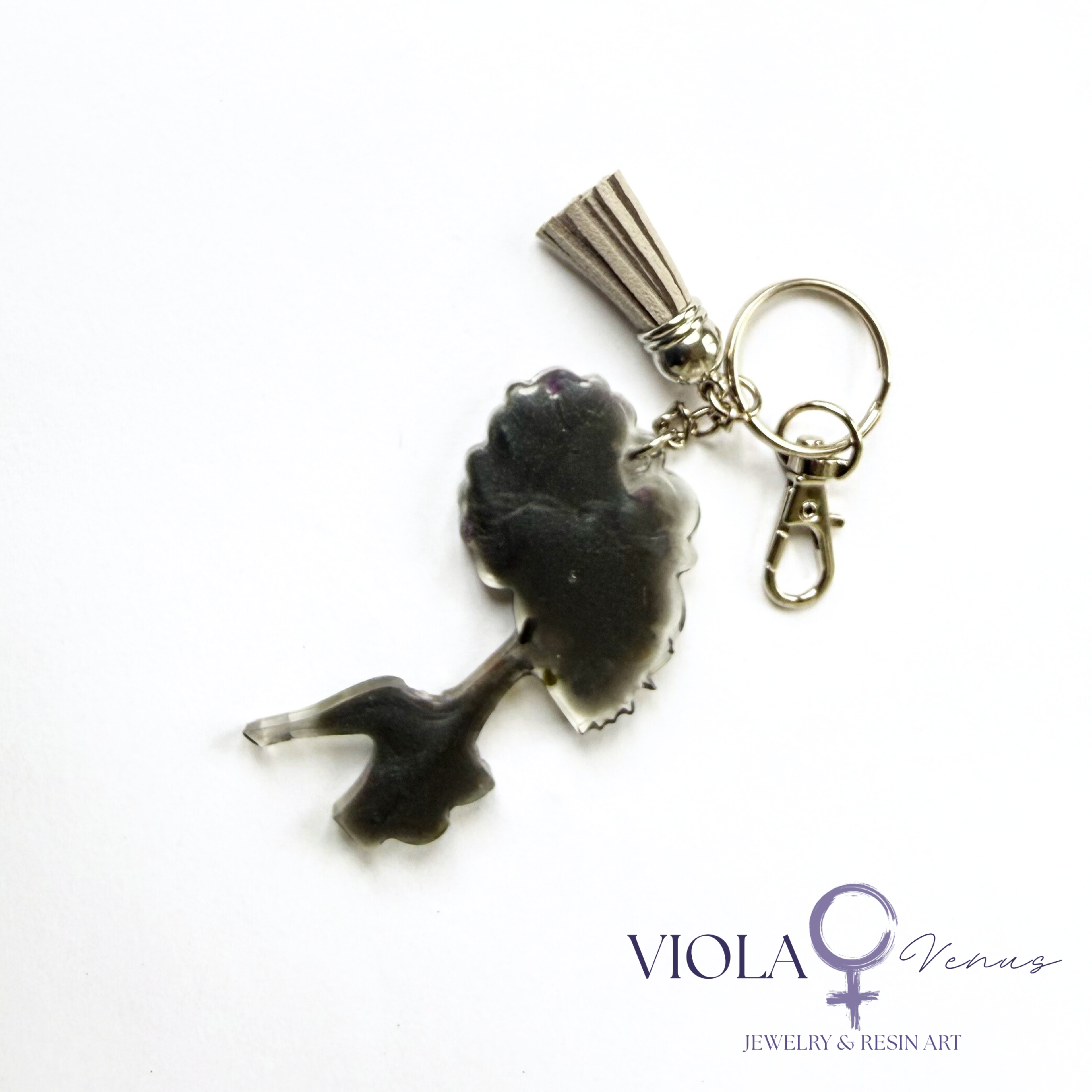Lunar Muse – Moonstone & Tourmaline Afro Goddess Keychain