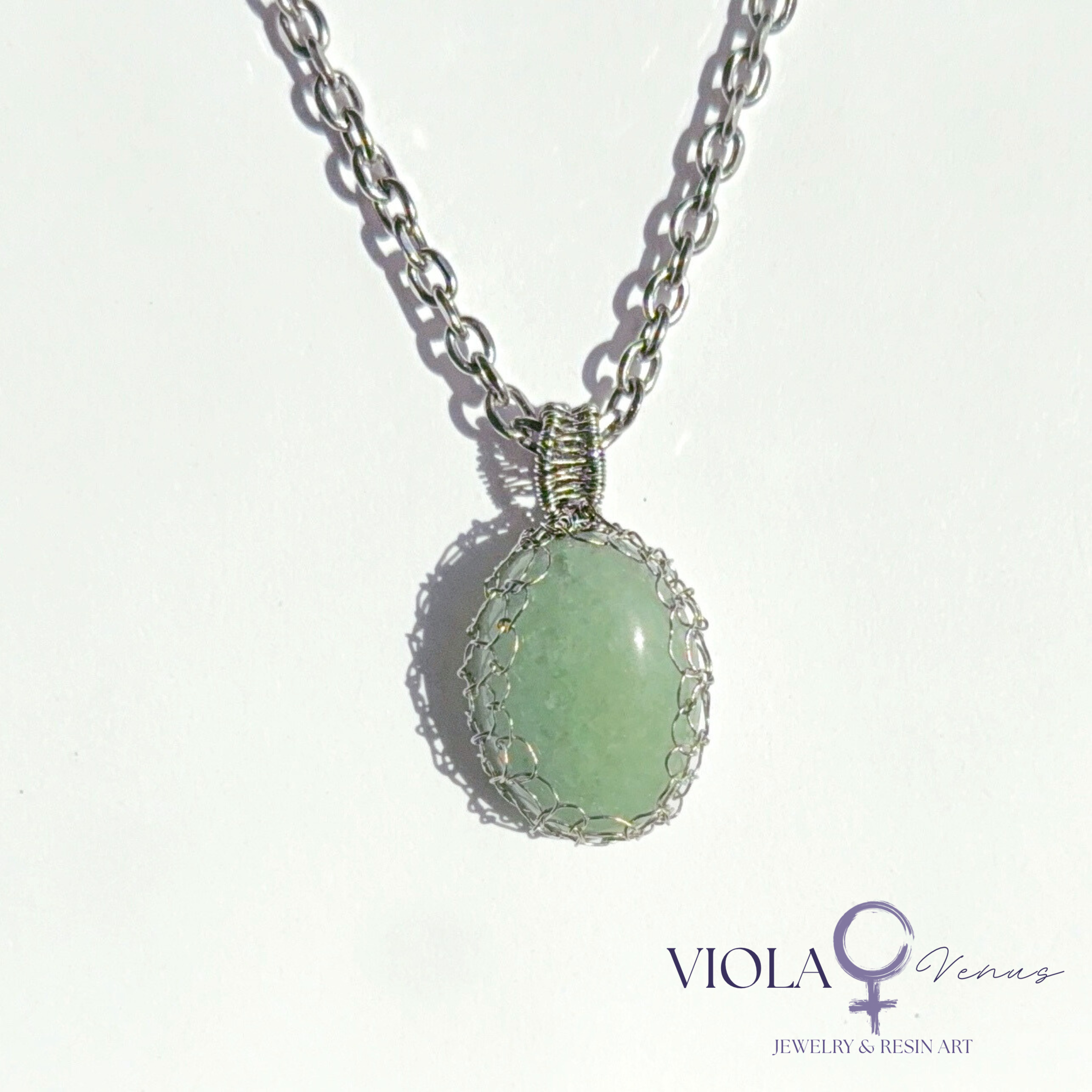Heart Grid - Green Aventurine Energy Pendant Necklace