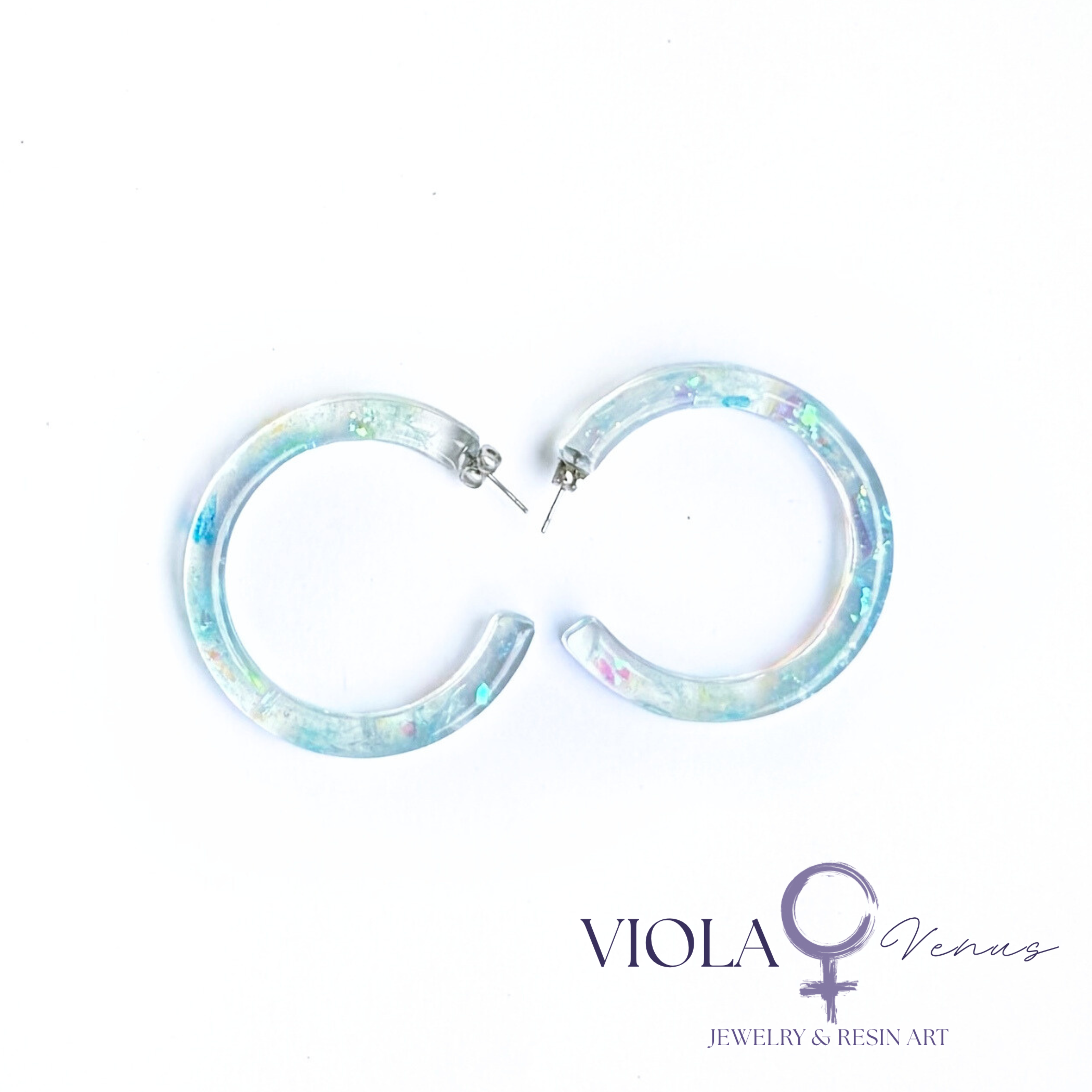 Aurora Arc – Iridescent Resin Hoop Earrings
