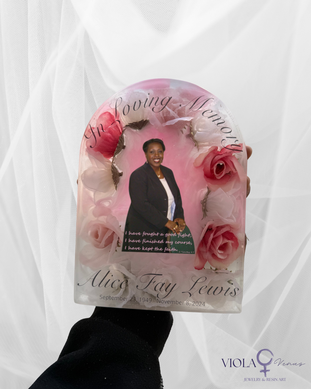 Custom Memorial Resin Arch – Personalized Floral & Photo Tribute (Made to Order)