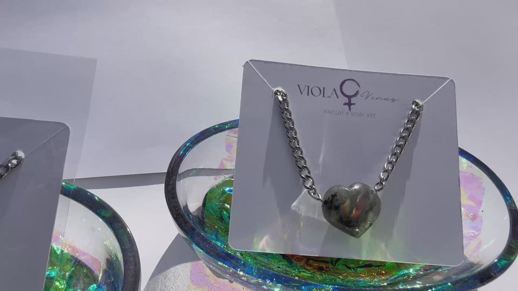 Auric Shift - Labradorite Heart Adjustable Necklace